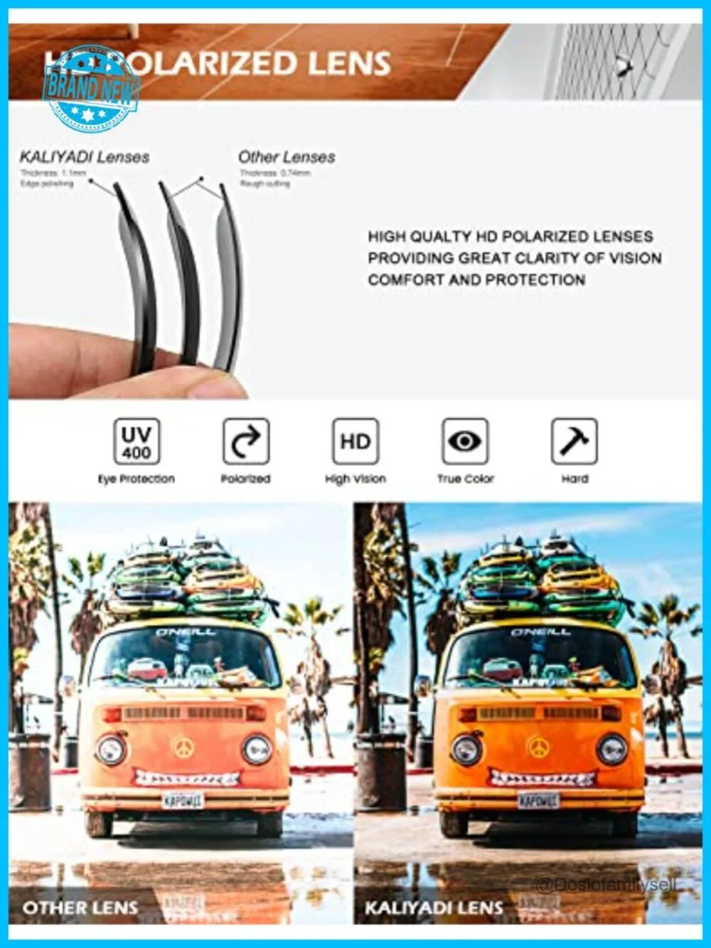 Polarized Sunglasses Unisex Retro Square Frame UV Protection Fishing Driving
